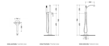 ONE - Floor standing single handle bathtub mixer with hand shower by Ceramica Flaminia - view 3